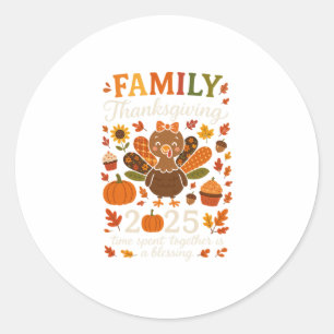 Family Thanksgiving 2025 Matching Turkey Crew Fall Classic Round Sticker