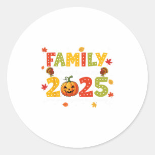 Family Thanksgiving 2025 Turkey Pumpkin Autumn Fal Classic Round Sticker