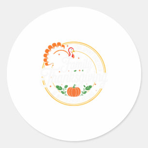 Family Thanksgiving 2025 Turkey Thankful Fall Autu Classic Round Sticker