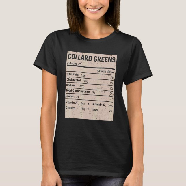 Family Thanksgiving  Collard greens Nutrition Fact T-Shirt (Front)