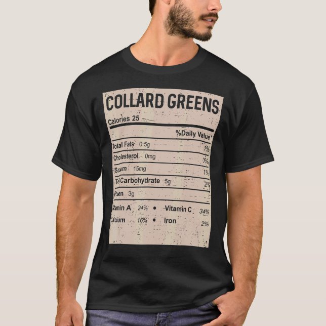 Family Thanksgiving  Collard greens Nutrition Fact T-Shirt (Front)