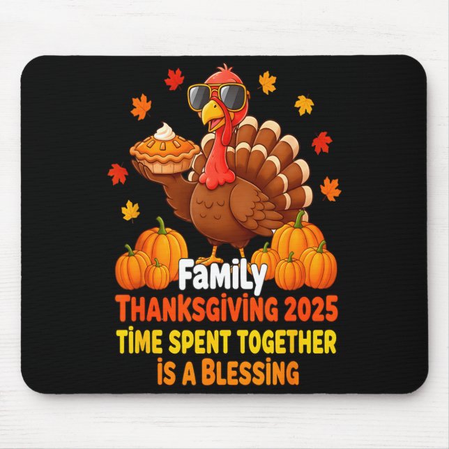 Family Thanksgiving Crew 2025 Funny Turkey Matchin Mouse Pad (Front)