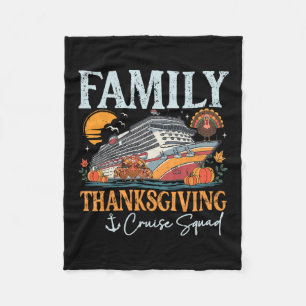 Family Thanksgiving Cruise Squad Turkey Matching V Fleece Blanket