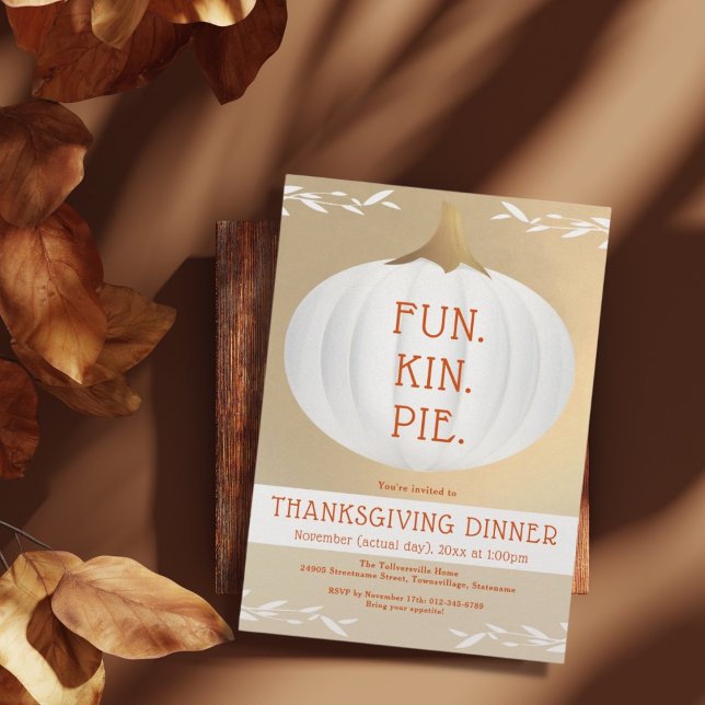 Family Thanksgiving Dinner White Pumpkin Invitation (Creator Uploaded)
