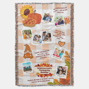 Family Thanksgiving Memories Photo Collage Throw Blanket