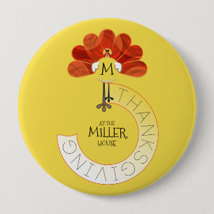 Family Thanksgiving Turkey 10 Cm Round Badge