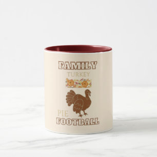 Family Thanksgiving Turkey Pie Football Outfit Mug