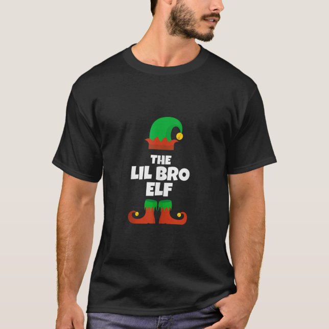 Family The Lil Bro Elf Christmas Matching Pj Pajam T-Shirt (Front)