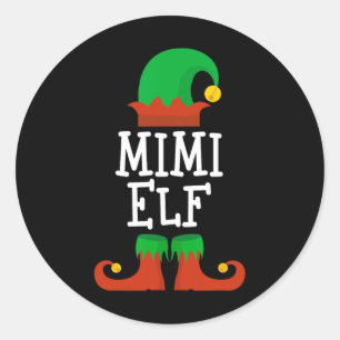 Family The Mimi Elf Christmas Matching Pj Pajama X Classic Round Sticker