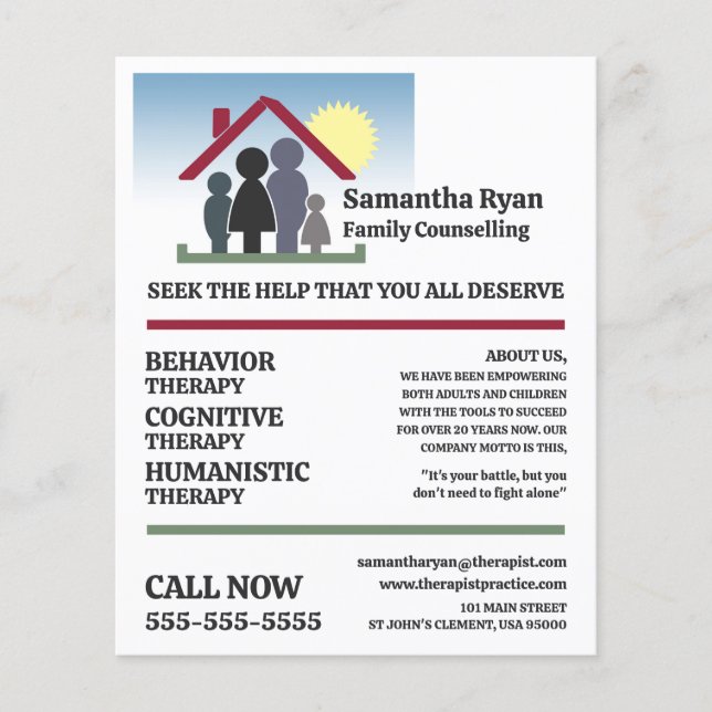 Family Therapy Design, Psychotherapist, Therapy Flyer (Front)
