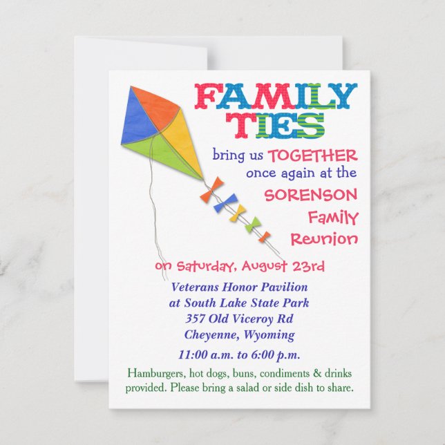 Family Ties Kite Family Reunion Invitation (Front)