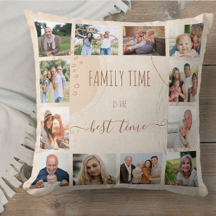 Family Time Organic Shapes Neutral 12 Square Photo Cushion