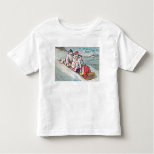 Family Tobogganing and Using Lutted Cough Toddler T-Shirt
