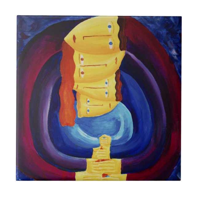 Family Together Modern Portrait Painting Art Ceramic Tile (Front)