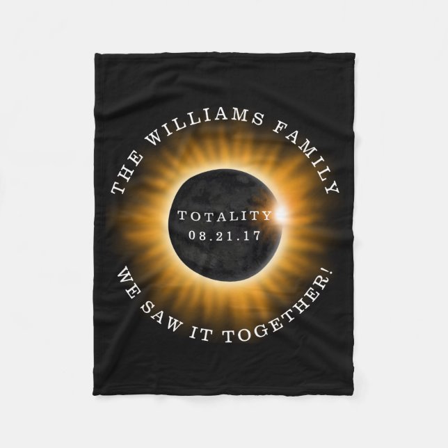 Family Totality Solar Eclipse Personalised Fleece Blanket (Front)