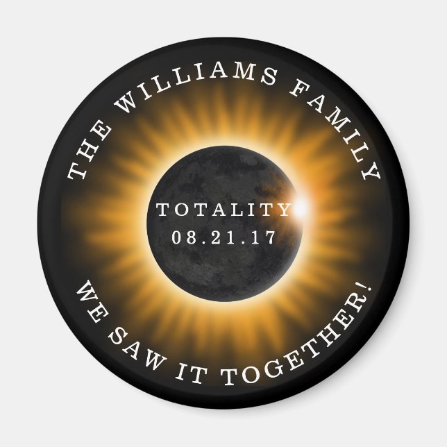 Family Totality Solar Eclipse Personalised Magnet (Front)