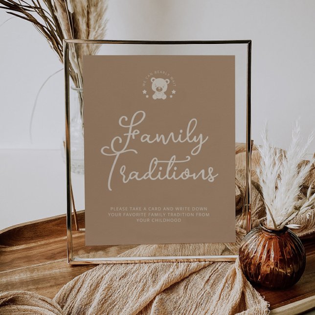 Family Traditions Beige Bear Baby Shower Sign (Creator Uploaded)