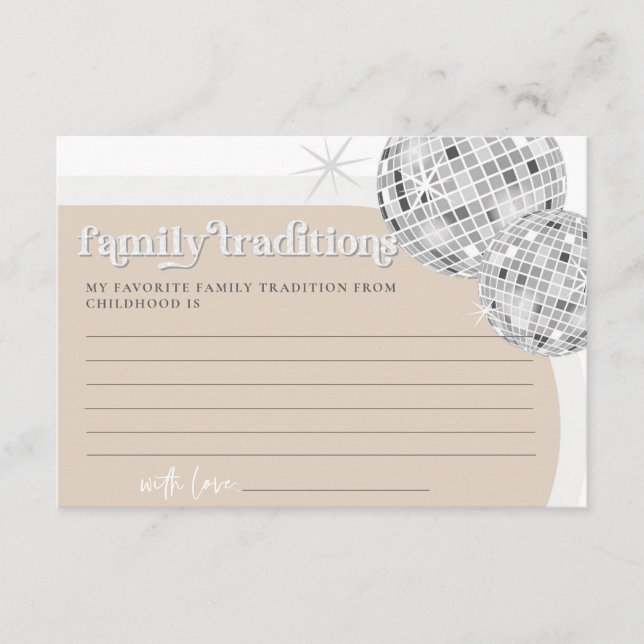 Family Traditions Disco Baby Shower Game Card (Front)