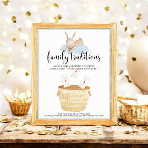 Family Traditions Some Bunny Blue Baby Shower Poster