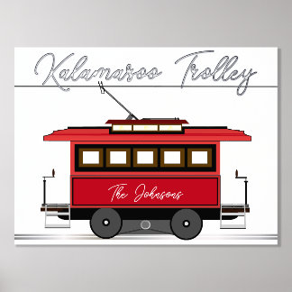 Family Tram Trolley Streetcar Foil Text Poster