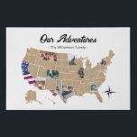 Family Travel Adventures USA Photo Collage  Faux Canvas Print<br><div class="desc">Capture your family's most memorable travel adventures with this USA Photo Map Poster. This photo collage poster is the perfect way to show off all of the amazing places your family has visited. The map includes all 50 states that can be filled with your own photos!</div>