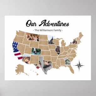 Family Travel Adventures USA Photo Collage Poster