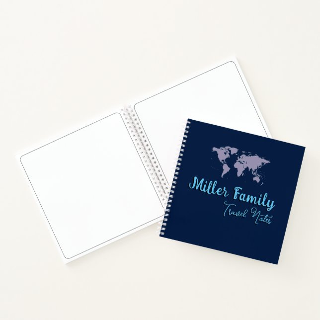 Family Travel Notes Blue World Map Notebook (Inside)