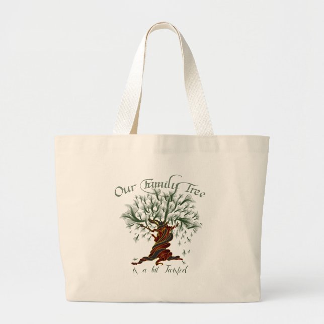 Family Tree a Bit Twisted Large Tote Bag (Front)