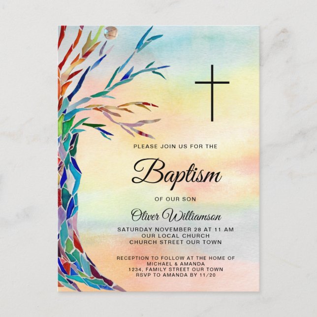 Family Tree Baptism Christening Invitation  (Front)