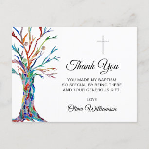 Family Tree Baptism Christening Thank You   Postcard