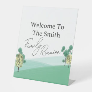 Family Tree Barbecue Picnic Family Reunion Welcome Pedestal Sign