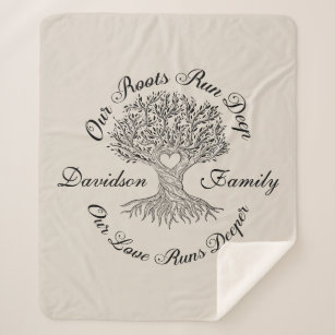 Family Tree Black & Tan Personalised Sherpa Blanket