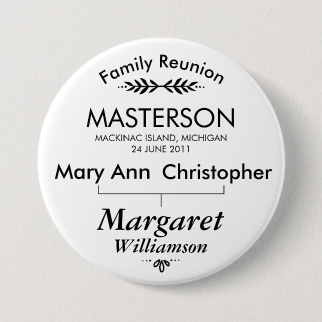 Family Tree Connection Reunion 7.5 Cm Round Badge (Front)