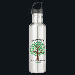 Family Tree Custom Reunion Keepsake Gift 710 Ml Water Bottle<br><div class="desc">Customise this cute custom water bottle in green for your next family reunion. Personalise with your family's last name above the green leaves with the event and year underneath the nature drawing. Family tree gifts.</div>