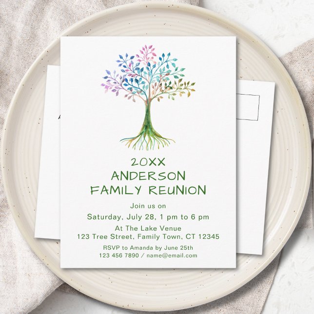 Family Tree Family Reunion  Invitation Postcard (Creator Uploaded)