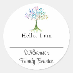Family Tree Family Reunion Name Classic Round Sticker