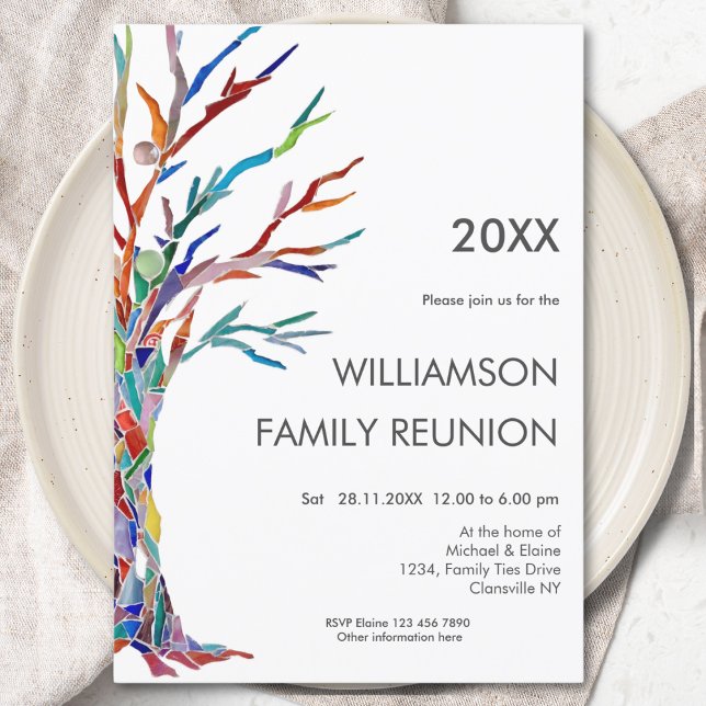 Family Tree Family Reunion Rainbow Family Tree Invitation (Creator Uploaded)