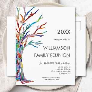 Family Tree Family Reunion Rainbow Family Tree Invitation Postcard