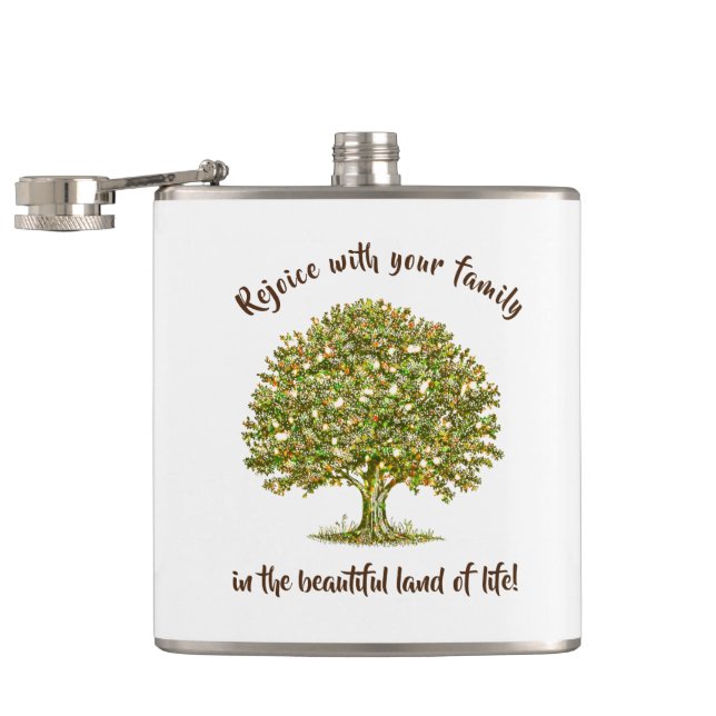 Family tree FATHER's day gift, family tree quote F Hip Flask (Opened)