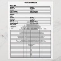 Family Tree Genealogy Group Sheet