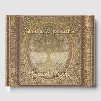 Family Tree Gold Vintage Look Guest Book