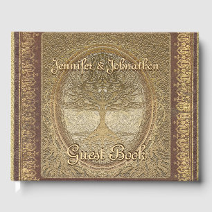 Family Tree Gold Vintage Look Guest Book