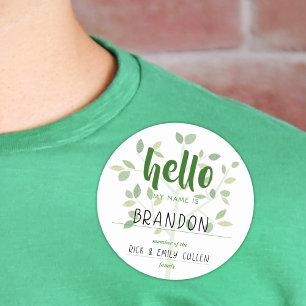Family Tree HELLO MY NAME IS Classic Round Sticker
