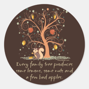 Family Tree Humour Classic Round Sticker