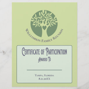 Family Tree Love Certificate of Participation Flyer