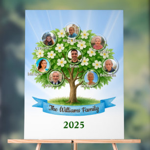 Family Tree Names Photo Reunion party Welcome  Acrylic Sign