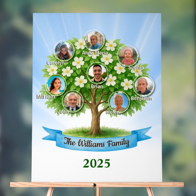 Family Tree Names Photo Reunion party Welcome  Acrylic Sign (Neutral)