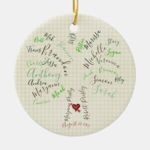 Family Tree Ornament, Custom Grandparents Gift, Ceramic Ornament