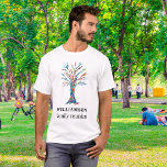 Family Tree Personalised Family Reunion T-Shirt<br><div class="desc">Commemorate your family reunion with this stylish T-Shirt. It is decorated with a colourful mosaic family tree and is easily customisable with your family name. Use the Customise Further option to change the text size, style, or colour. Because we create our artwork you won't find this exact image from other...</div>