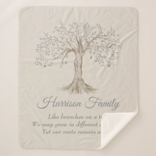 Family Tree Personalised Tan Sherpa Blanket